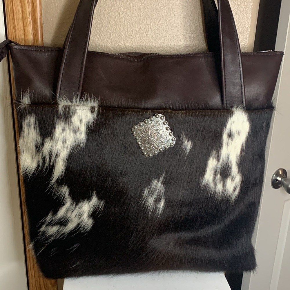 Western Handmade Hair On Leather Tote Bag NEW